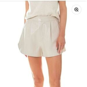 Grey Lab High Waisted Faux Leather Shorts Cream Size Small Neutral